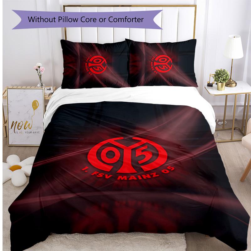 Mainz FC Printed 3PCS Bedding Set Breathable Duvet Cover with Pillowcases Decorative Bed Linen for Bedroom Home