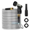 Mangueira de Jardim de Metal, 3/4 polegada x 50 pés Mangueira de Água de Aço Inoxidável com 2 Bicos de Pulverização, Flexível, Sem Dobras e Emaranhados, à Prova de Vazamentos e Perfurações