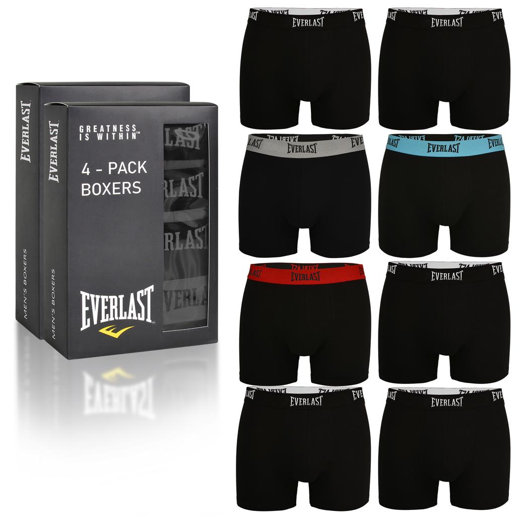 EVERLAST Men's Boxer Shorts Set Black Rubber Cotton Set of 8