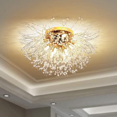 Modern Kristal Avizeler Tavan Işığı, Havai Fişek Avize, Altın Kristaller Tavan Işıkları, 8 G9 LED, Oturma Odası, Yatak Odası, Yemek Odası İçin