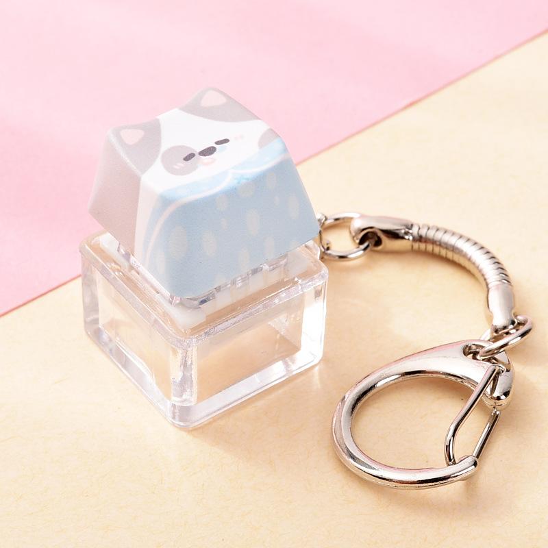 Cute Cat Dog Pendant Stress-Relief Fidget Keychain Mechanical Keyboard Keychain Dog-Themed Clicker Fidget For Backpack Study