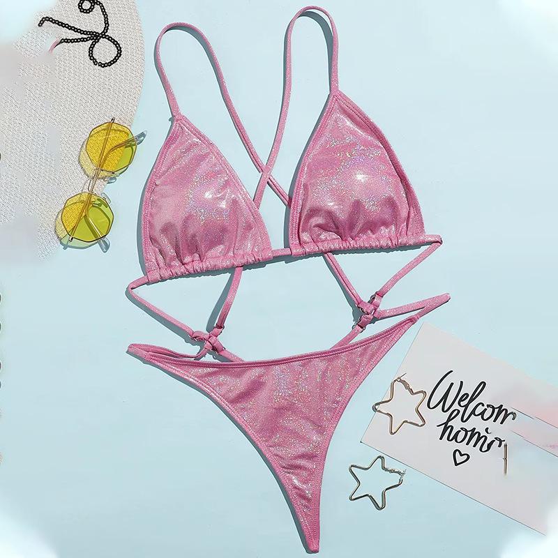 Shiny One-Piece Bandage Bikini - European & American Style Swimsuit