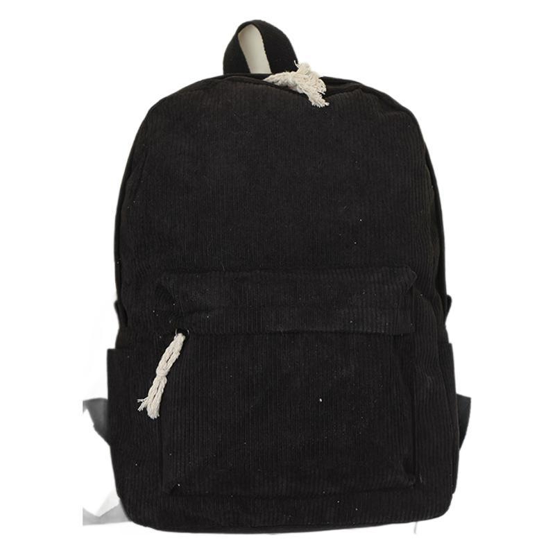 Schoolbag new solid color student schoolbag female corduroy high value large capacity backpack simple college student simple