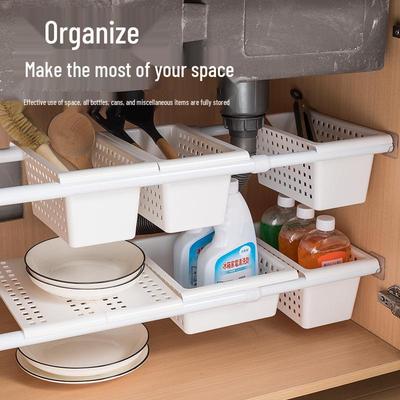 Japanese Under-Sink No-Drill Telescopic Storage Rack and Spice Organizer Basket