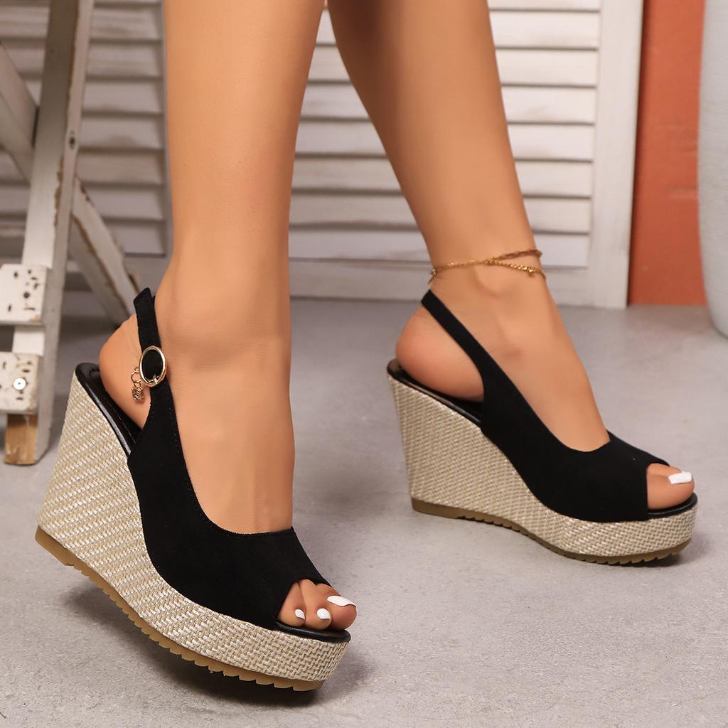 Fashion Summer 2025 New Fashionable Height-increasing and Wear-resistant Fish-mouth Sandals and Thick-soled Roman Sandals