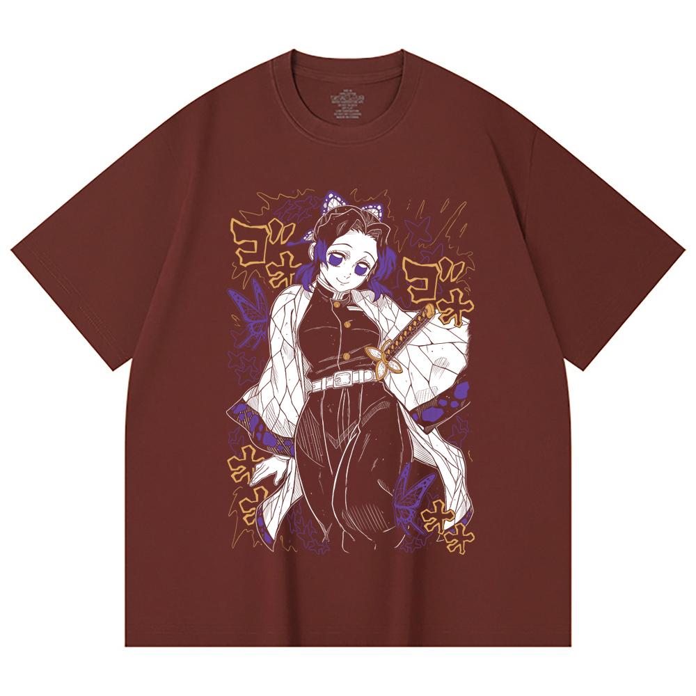 230 Gsm 100% Cotton Demon Slayer V45 Shinobu Print Unisex Heavy Cotton T Shirt