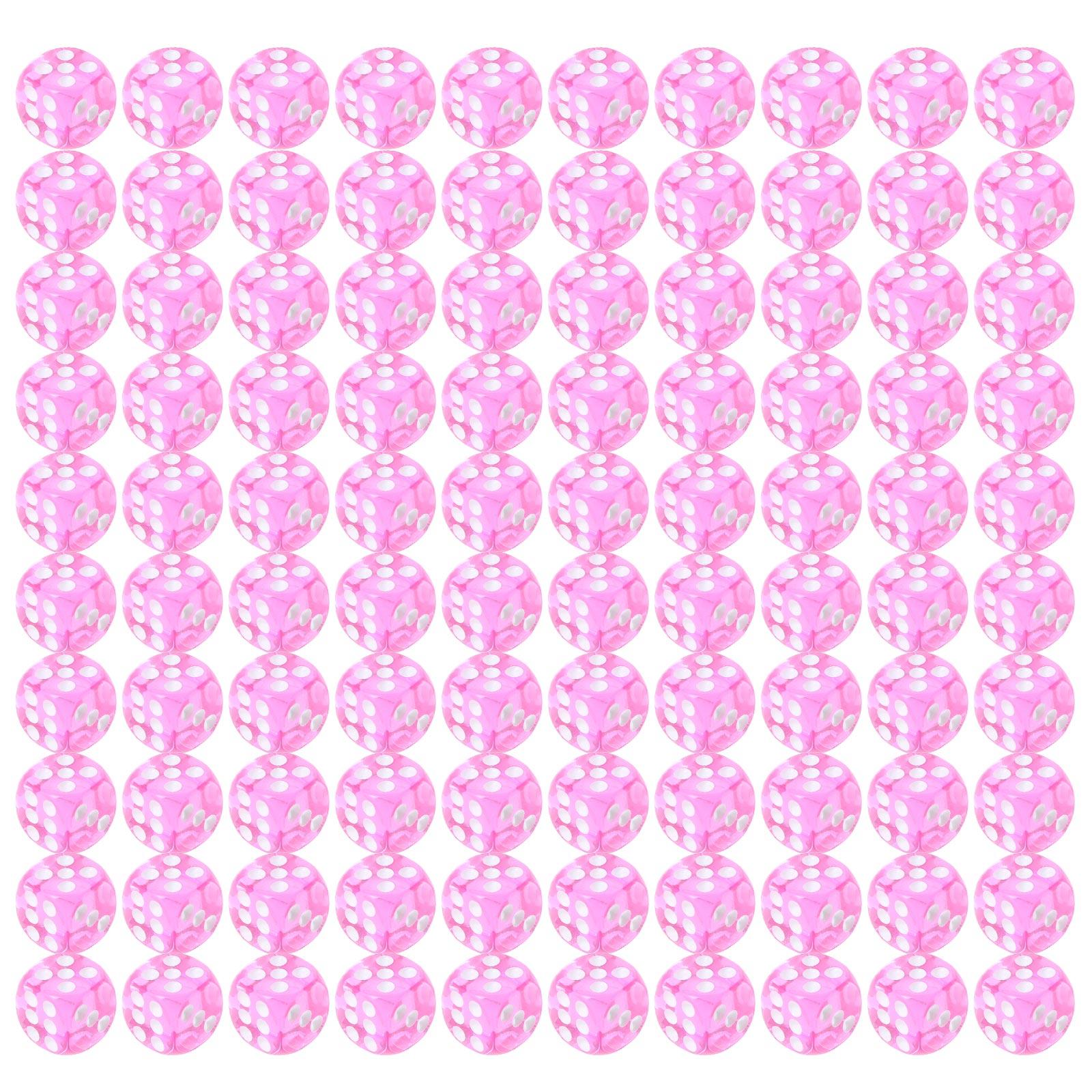 

12mm Six Sided Dices Acrylic Game Dices Classroom Colorful Teaching Dices Educational Counting Toy Math Learning Tool горячий розовый