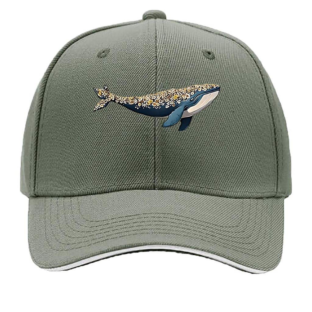 Casual Outdoor Baseball Cap for Unisex with a Fun Floral Whale Print Adjustable And Sporty Sandwich Baseball Cap