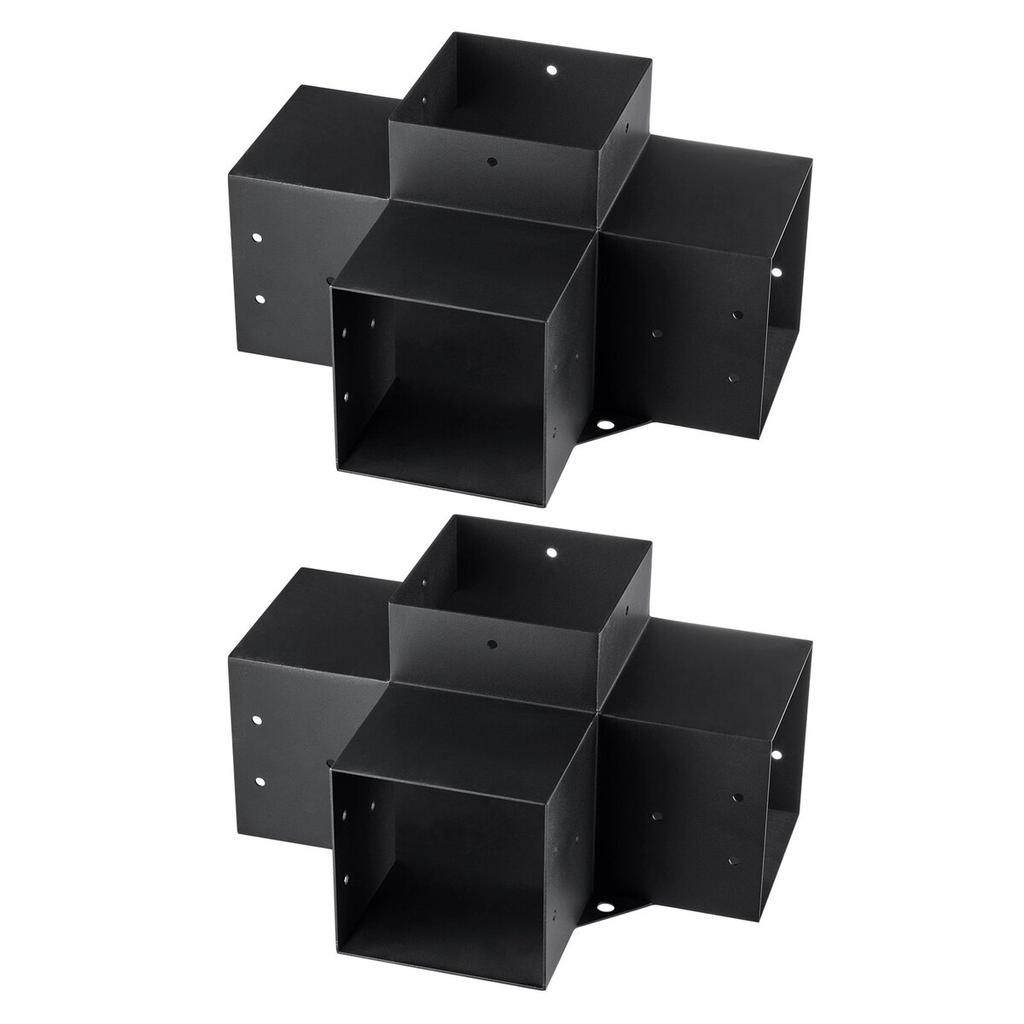 Pergola Bracket Kit 6''x6'', Inner Size 5.6"x5.6 2pcs 4-Way Heavy Duty Corner Bracket Woodworks DIY Post Base Kit, Easy Installation Wooden Beams for