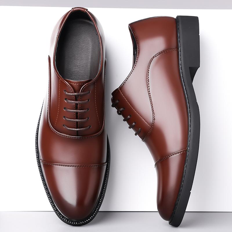 Classic Men's Casual Leather Oxfords Shoes Lace Up Business Formal Dress Footwear Lace Up Male Derby Shoes Outdoor Walk Sneakers