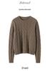 Women's Retro Cable Knit Round Neck Cashmere Sweater - Thick and Skin-Friendly for Autumn/Winter
