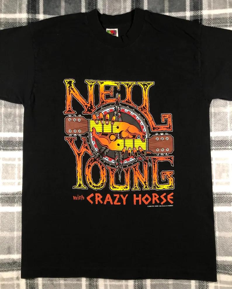 Нил Янг - Винтаж 90-х - С Crazy Horse Тур 96-97 - Концерт Рок-группы Унисекс Футболка M
