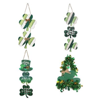 Irish Festival Wall Hanging Decoration Wood Shamrock Door Sign Ornament for Door Mantels Tree Festival Celebration