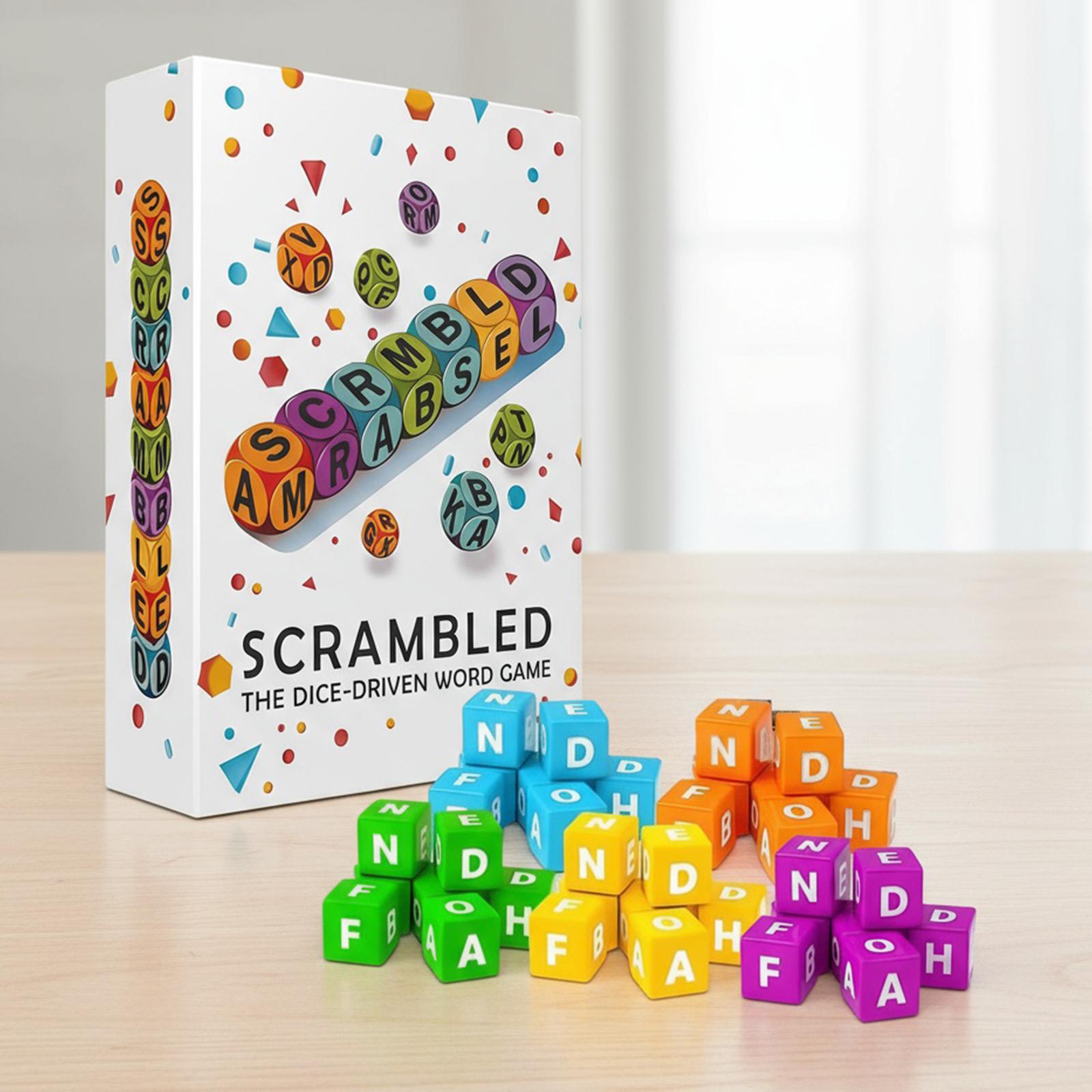 Scrambled Dice Word Game for Children Spelling Letter Fun Game Chaotic DIY Dice Words English Letter Dice Set Crossword Game