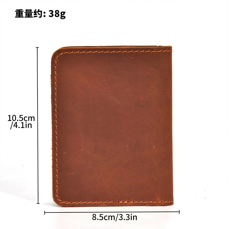 Leather Short Wallet Retro Leather Durable Men'S Wallet Crazy Horse Leather Document Wallet Simple Card Bag Driver'S License