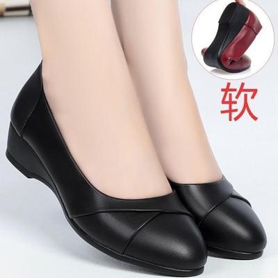 Flat-bottomed Middle-aged and Elderly Small Leather Shoes Soft Leather Mother Shoes Soft-soled Single Shoes Women's Comfortable Doudou Shoes Low