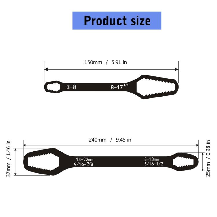 Universelle Torx-Doppelkopfschlüssel Selbstanziehend Verstellbar 3 mm 22 mm für Effiziente Heim- und Fahrzeugreparaturen