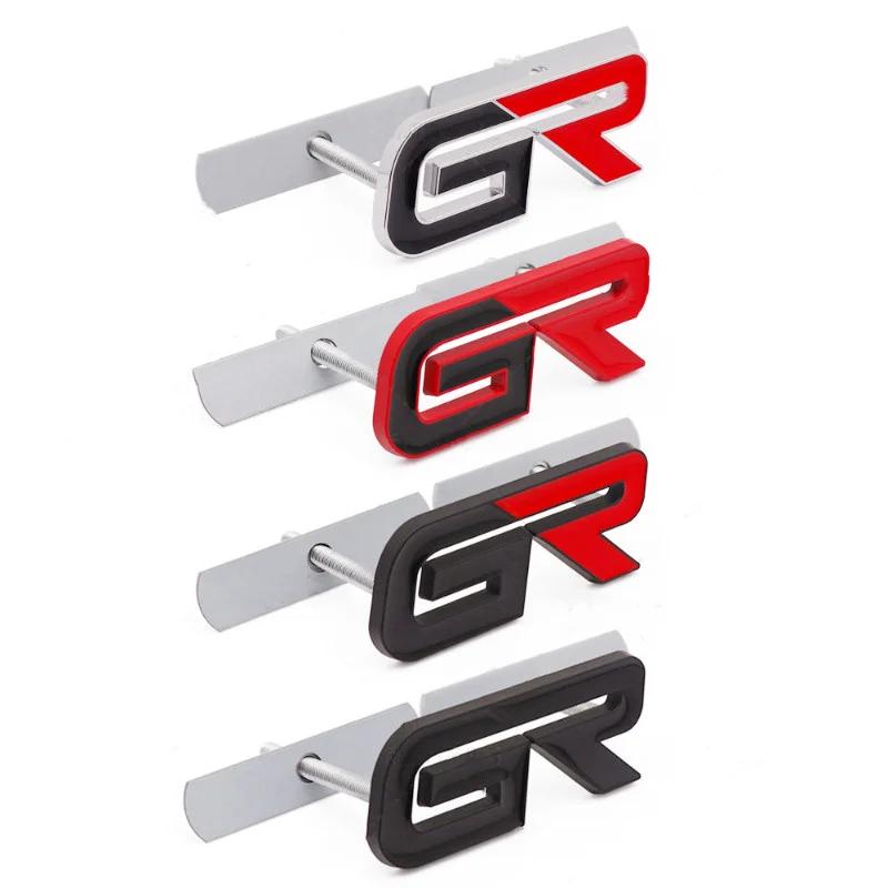 ADE1 3D Metal GR Car Front Grille Emblem Badge Rear Trunk Sticker Decal For Toyota GR Gazoo Sport C-HR RAV4 Mirai Avensis Prado Prius