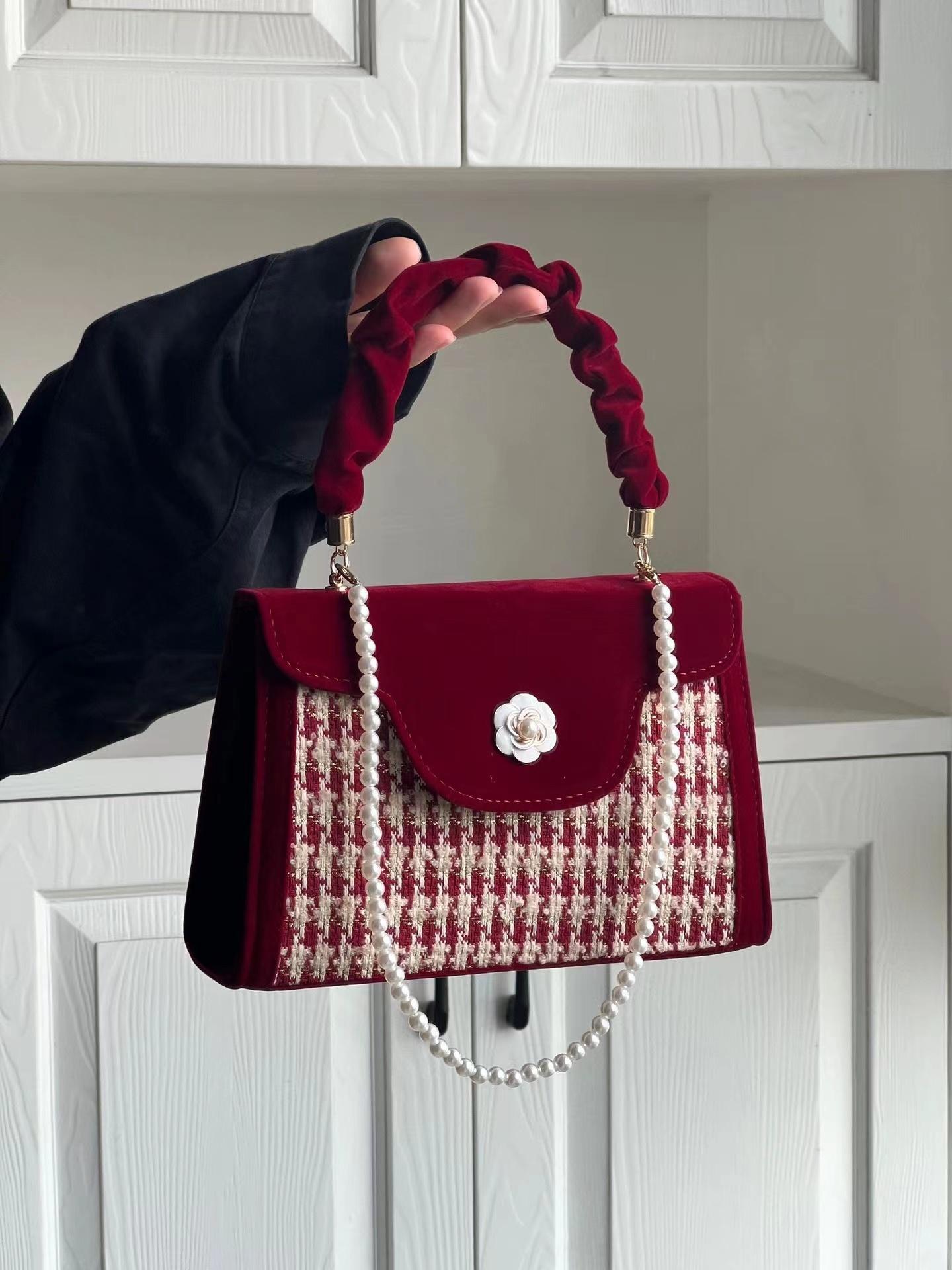 

Премиальная свадебная сумка 2025 новая тысяча птиц сетка кроссбоди портативная подмышечная сумка нишевая универсальная красная свадебная сумка для невесты красный