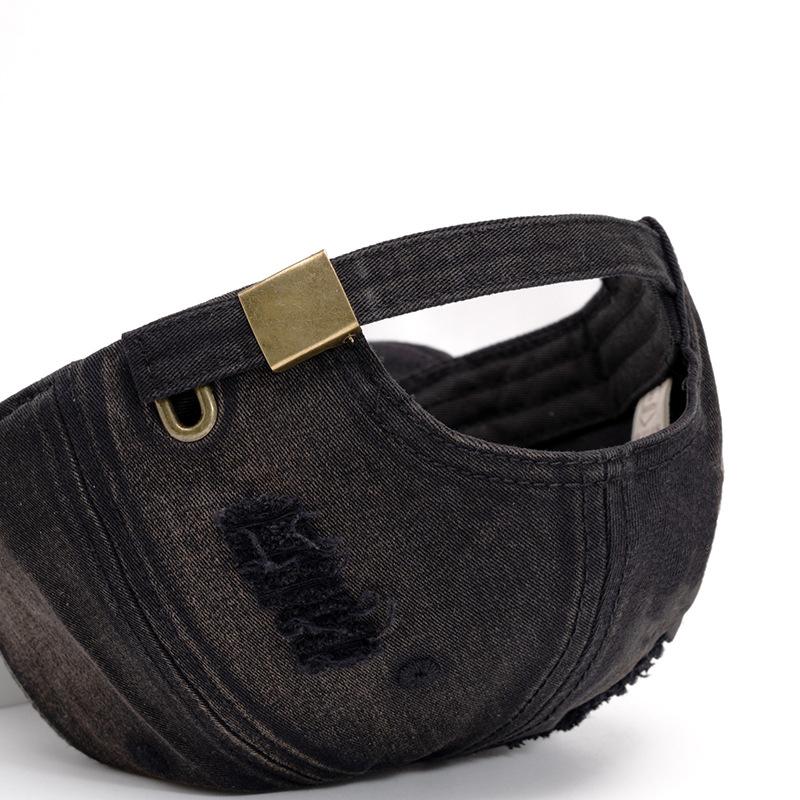 Vintage Czapka Baseballowa z Krótkim Daszkiem Męska Podarta Czapka w Jednolitym Kolorze Damski Kapelusz Przeciwsłoneczny na Outdoor