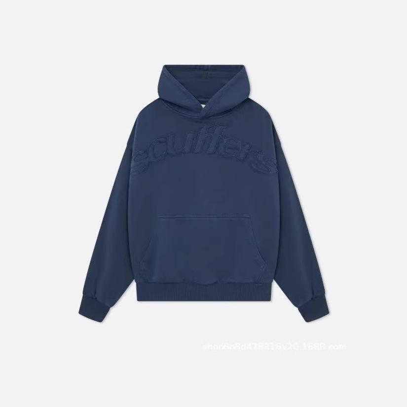 Women's Letter Embroidery Hoodie Loose Long Sleeve Pullover Hooded Sweatshirt With Front Pocket