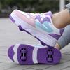 Zapatos de cambio de forma para niños, zapatos de cuatro ruedas para correr, patines de ruedas de doble propósito para niños y niñas, patines de ruedas de doble fila para adultos