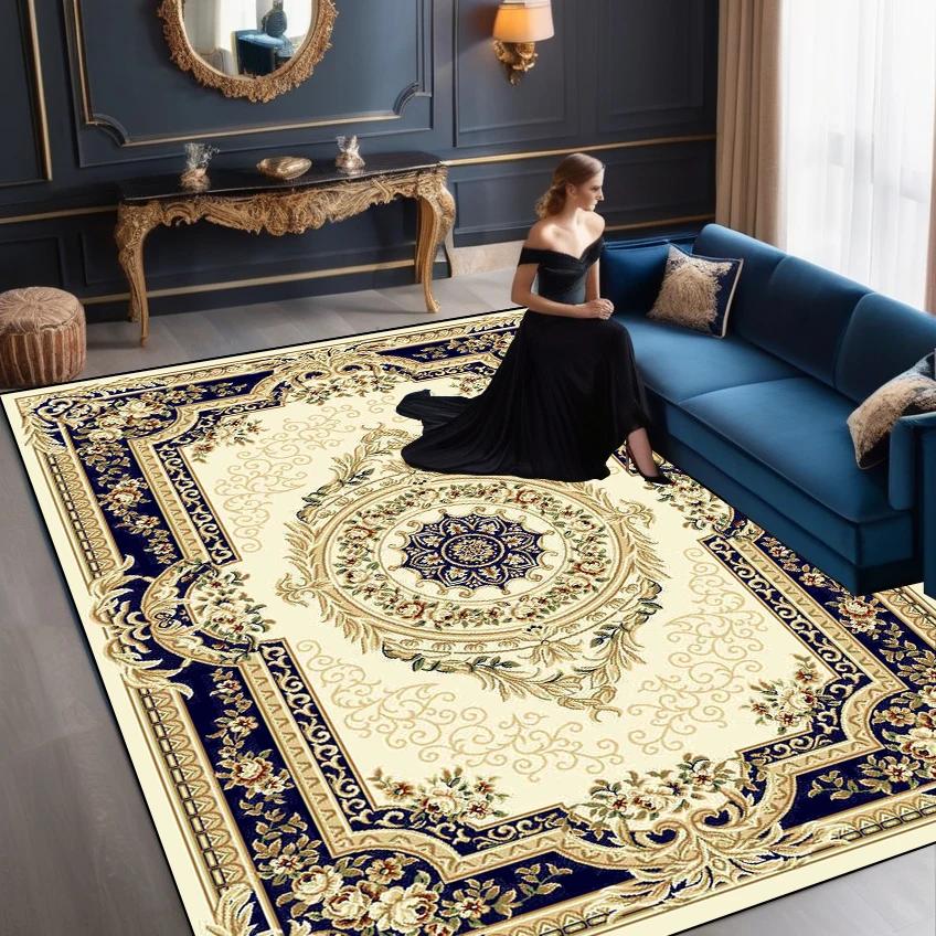 Europäische Luxusteppiche für Wohnzimmer Große Größe Dekorationsteppich Hotelhalle Weiche Matte Schlafzimmer Lounge Rutschfester Teppich Tapis Salon