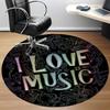 1pc Music Lovers Chair Carpet for Office, Round Polyester Mat, Indoor Decor for Office, Easycare Fabric, Washable Non-slip Area Carpet