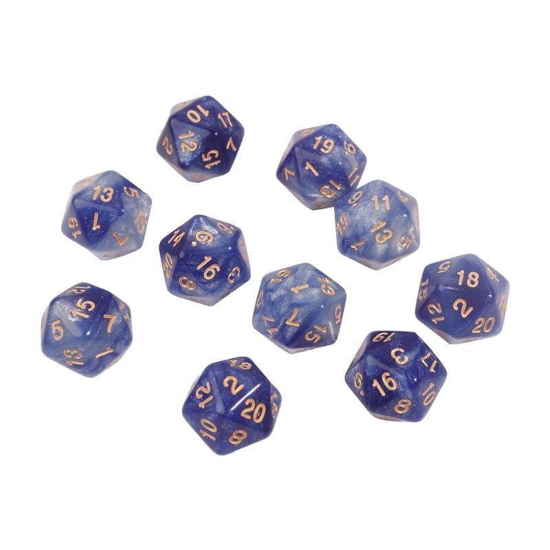 10 Pcs Polyhedral RPG Dice Acrylic 20-Sided Double-Color Game Dice for Aesthetic Conscious Tabletop Player Easy-Use 24BD