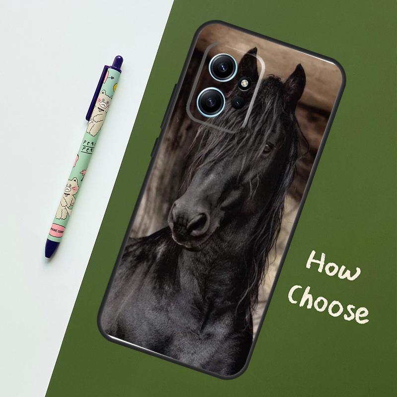 Beautiful Black Horse For Xiaomi Redmi Note 12S 11S 10S 9S Note 12 8 9 10 11 Pro Phone Case For Redmi 12 9 C 10C
