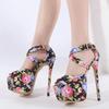 Chaussures de luxe pour femmes Imprimé de designer Sandales à bout ouvert pour femme Sangle à boucle sexy Plateforme Stripper Talons aiguilles Chaussures de soirée Bal