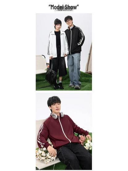 300g American Stand Collar Double Bar Hoodie - Trendy Youth Sportswear for Autumn/Winter