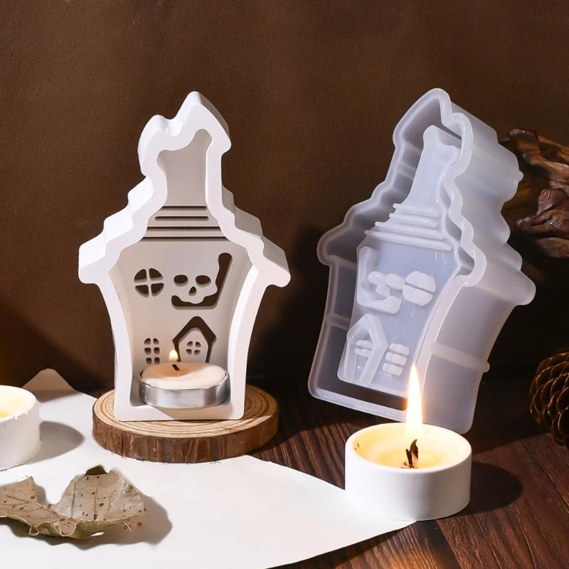 Food Safe Heat Resistant Silicone Craft Mould Create Hollow House Candle Holders Halloween Decoration