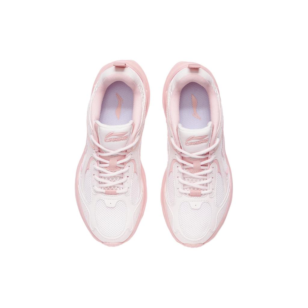 New LiNing Shock Absorbers Slip Resistant Abrasion Resistant Breathable Low top Casual Running Shoes Women's White Pink ARLS008-1