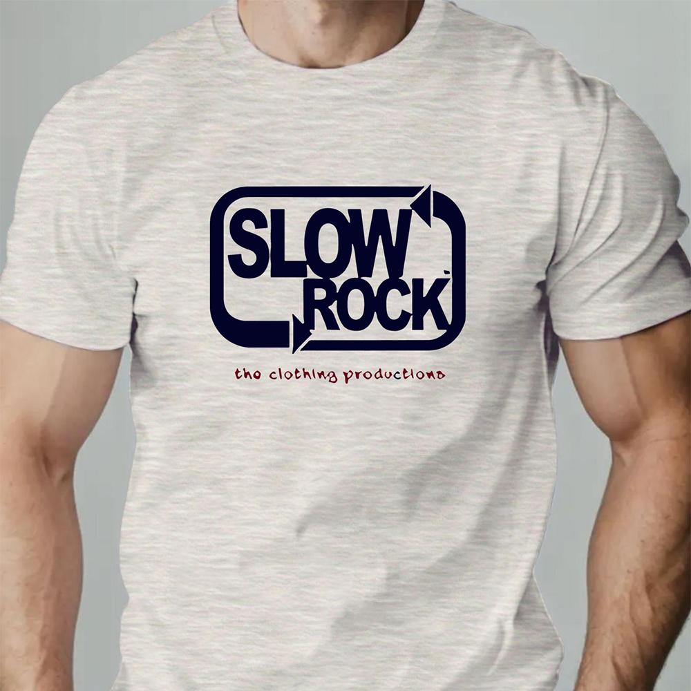 Men's T Shirt Slowrockk Pattern Printed Summer Fashion Leisure Breathable Men Round Neck T-shirt High Quality Men's Clothing