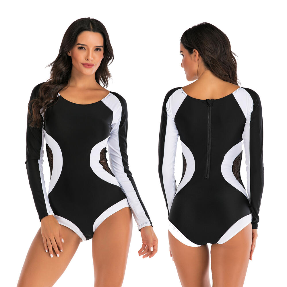 one-piece long-sleeved surfing suit sunscreen women's bathing suit diving suit sexy swimsuit