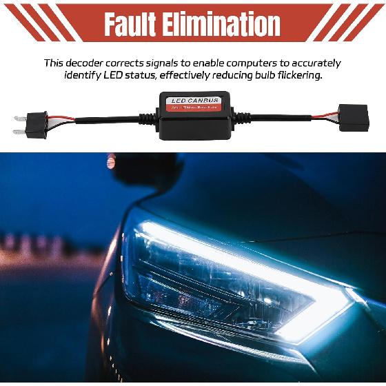 2PCS H7 LED Bulb Decoder, H7 LED Light CANbus Decoder Anti Flicker Harness, Resistor Decoders Error Free Adapter, Fix Headlights Fog Light DRL Error