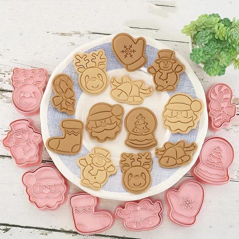 Baking Tools Creative Handmade Molds 8 Pcs/Set DIY Cartoon Biscuit Mould Christmas Cookie Cutters Plastic Baking Cookie Tools