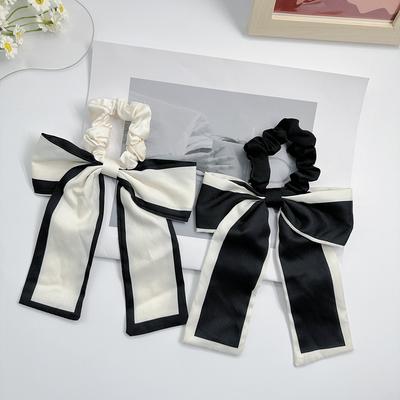 1/2 Pcs Fashion Minimalist Satin Bow Rabbion Scrunchies High Elastic Rubber Hair Band For Women Girls Party Hair Accessories