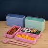 Wheat Straw Lunch Box, Lunch Box with Three Compartments, Portable Lunch Box, Lunch Box for Office Workers and Students