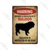 Dog Warning Vintage Tin Sign Animals Pet Metal Posters Lover Protected Pet Metal Wall Decor Plates Farm Home Kennel Metal Plaque