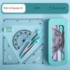 1Set of 7-In-1 Measurement And Drawing Tool Set -  Suitable for Students, Including Compasses, Protractors, Rulers And Erasers.