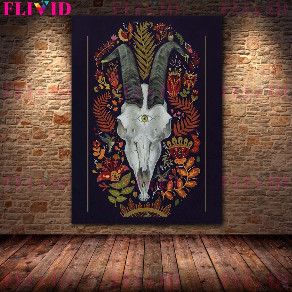 Mysterious Skeleton Flower and Grass Art Poster Printing Strange Skeleton Element Magic