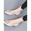 Square Head Buckle Thick Heel Single Shoes Women's Autumn New Versatile Light Mouth Middle Heel Work Four Seasons Shoes Ladyshoes Doudou Shoes