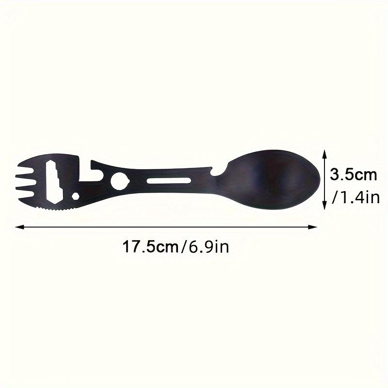 10-in-1 Multifunctional Camping Spork, Stainless Steel Spoon Fork with Cutter Can and Bottle Opener Wrench, Outdoor Hiking Travel Backpacking Flatware