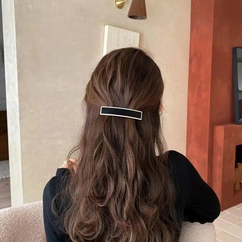 Elegantní acetátová jednobarevná pružinová spona Vintage Jednoduchá spona do vlasů na culík Vlasová spona Sponky do vlasů Ženy Vlasové doplňky Dárek