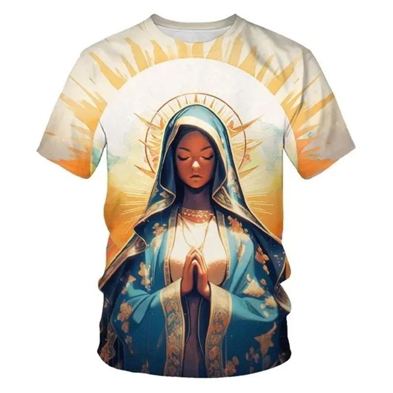 Summer Virgin Mary 3D Print T-Shirts Streetwear Men FashionCasual Oversized O-Neck Short Sleeved T Shirt Tees Tops Clothing