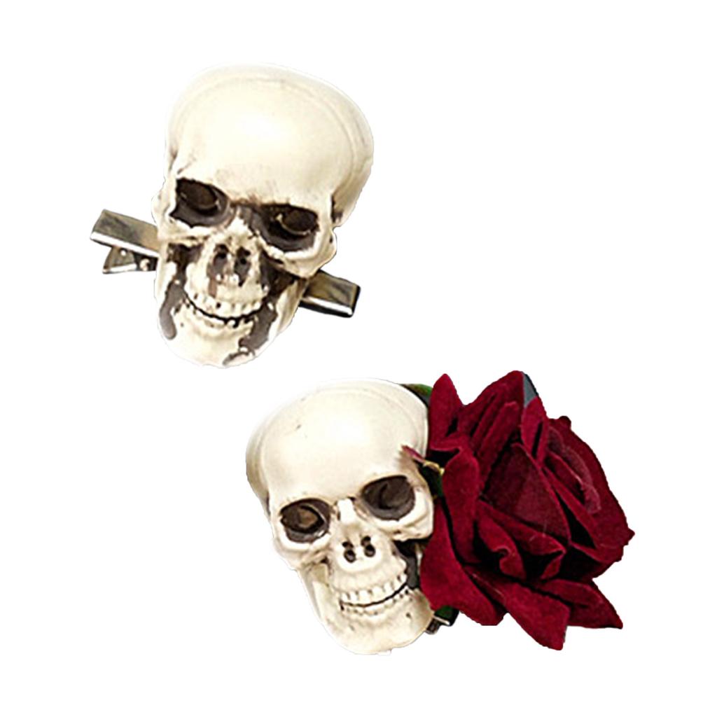 Skull Flower Hairclip for Party Women Gothic Cosplay Hairpin Dark Series Lady Skull Hair Clip Hair Accessories
