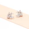 European and American Diamond-encrusted Gold and Silver Two-color Gold-plated Little Bee Shape Earrings, Simple and Versatile 925 Silver Needle Stud E