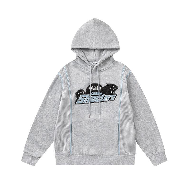 Foreign trade new rainbow color matching letter embroidery velvet loose hooded sweater casual trousers set men and women the same style